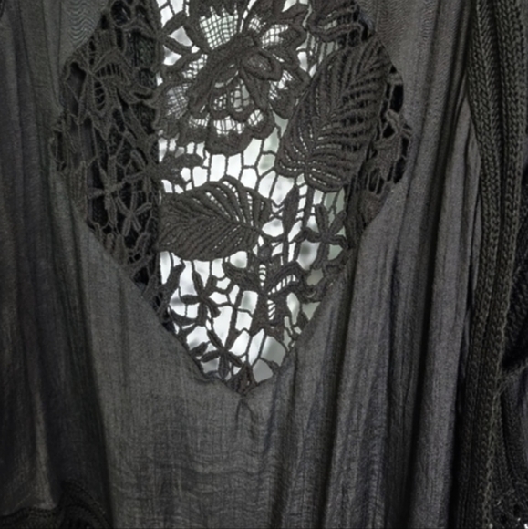 Pink Diamond vest open cardigan black crochet size M/L - Picture 8 of 11